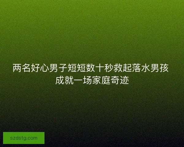两名好心男子短短数十秒救起落水男孩 成就一场家庭奇迹