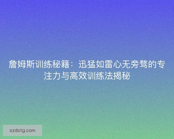 詹姆斯训练秘籍：迅猛如雷心无旁骛的专注力与高效训练法揭秘